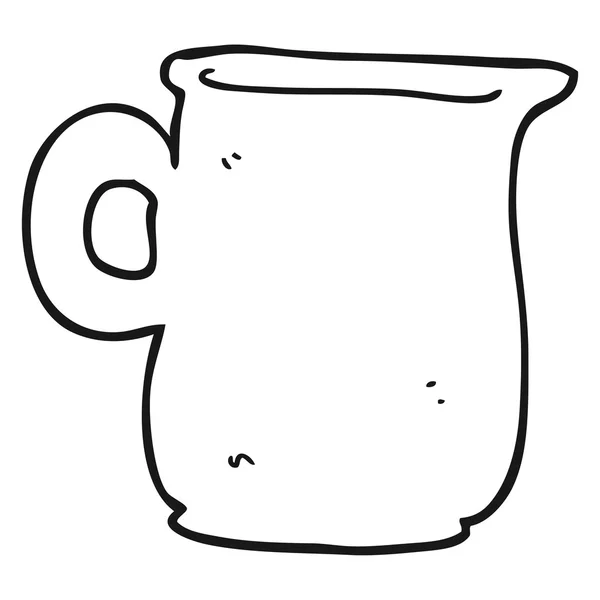 Preto e branco desenho animado jarro de leite — Vetor de Stock