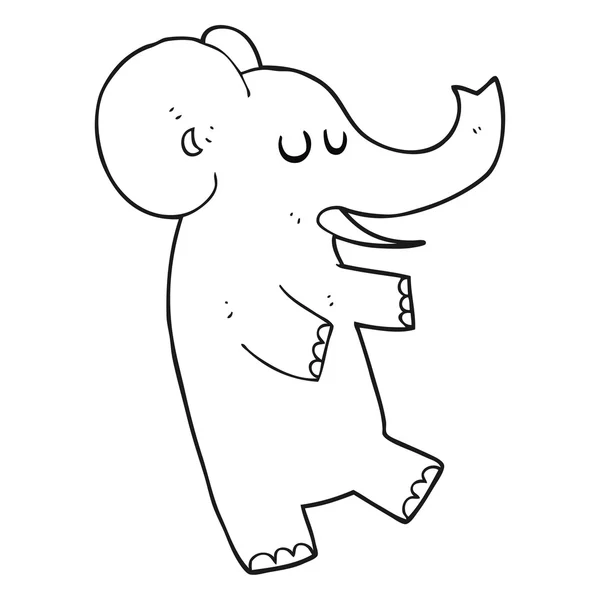 Noir et blanc dessin animé dansant éléphant — Image vectorielle