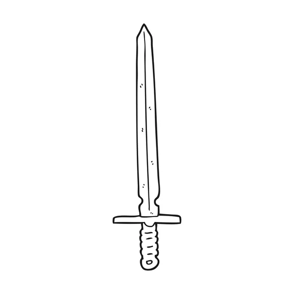 Espada de dibujos animados en blanco y negro — Vector de stock