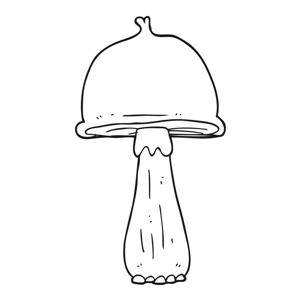 Champignon dessin animé noir et blanc — Image vectorielle