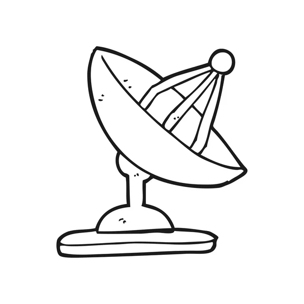 Antenne parabolique dessin animé noir et blanc — Image vectorielle