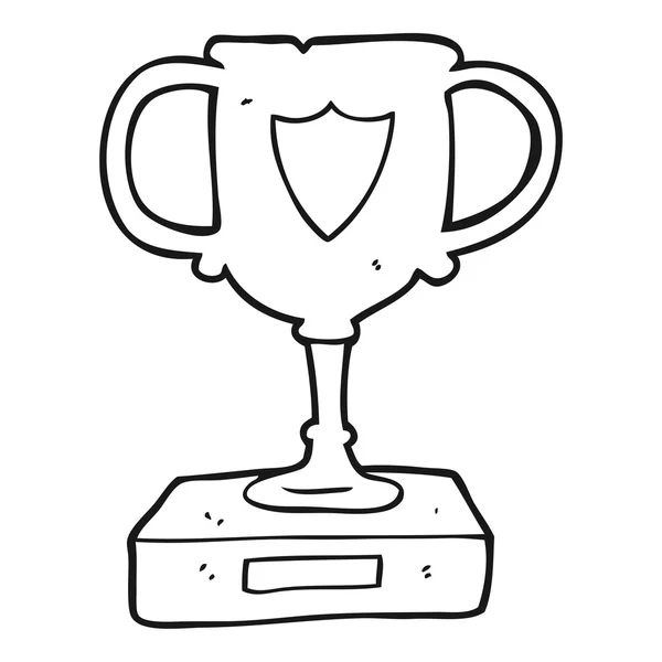 Trophée dessin animé noir et blanc — Image vectorielle