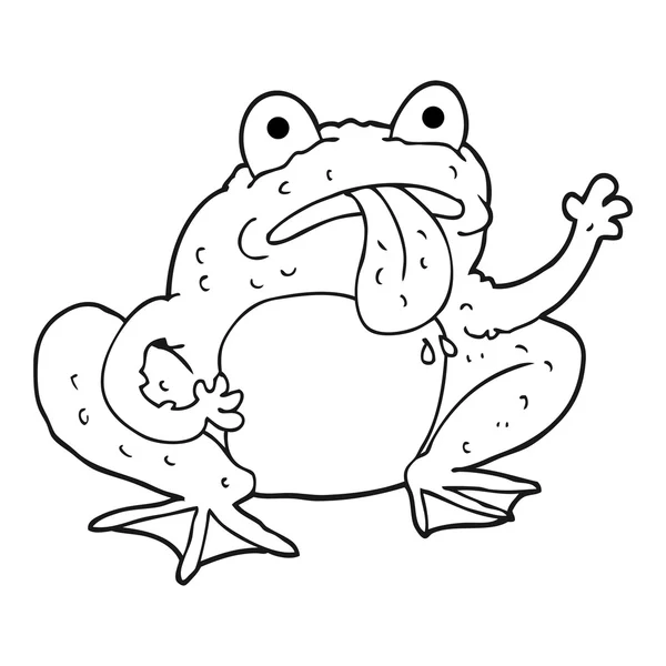 Black and white cartoon frog — Stock Vector