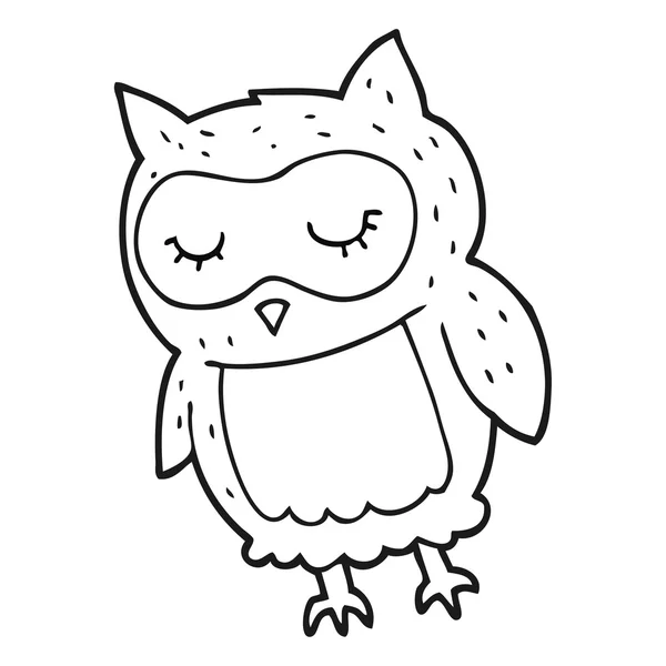 Black and white cartoon owl — Stock Vector