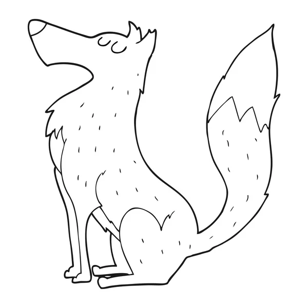 Černé a bílé kreslené Vlk — Stockový vektor