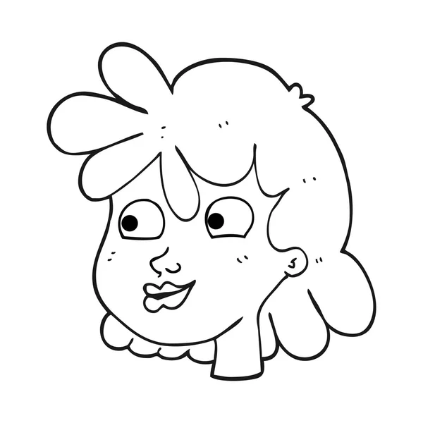 Bianco e nero cartone animato volto femminile — Vettoriale Stock