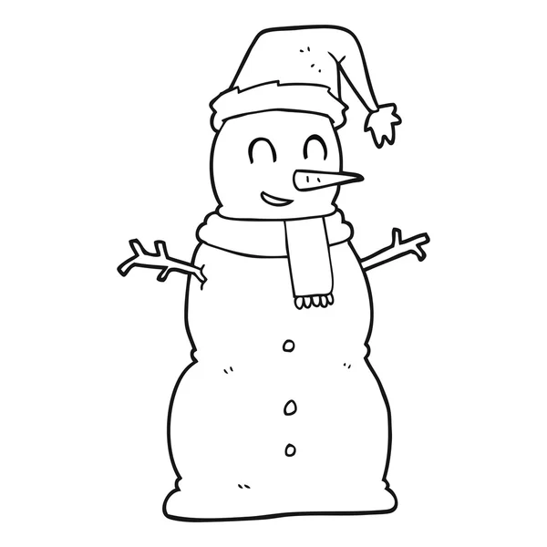 Black and white cartoon snowman — Stock Vector