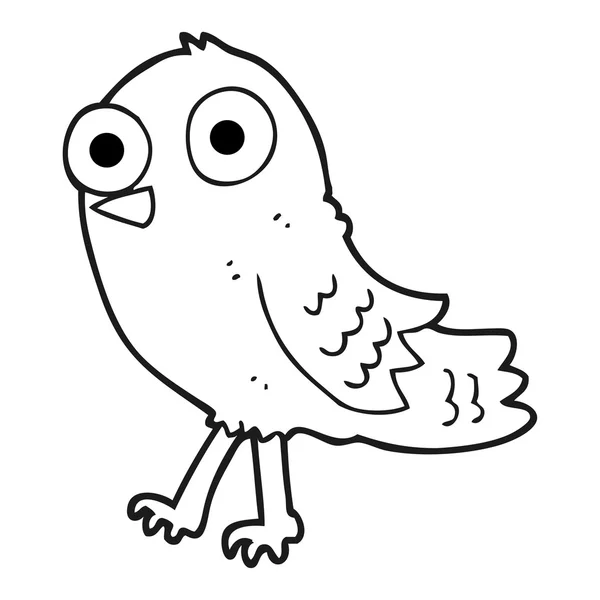 Zwart-wit cartoon vogel — Stockvector