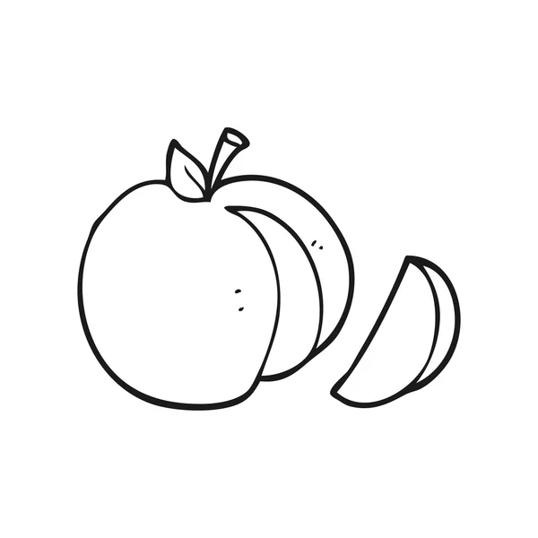 Manzana de dibujos animados en blanco y negro — Archivo Imágenes Vectoriales