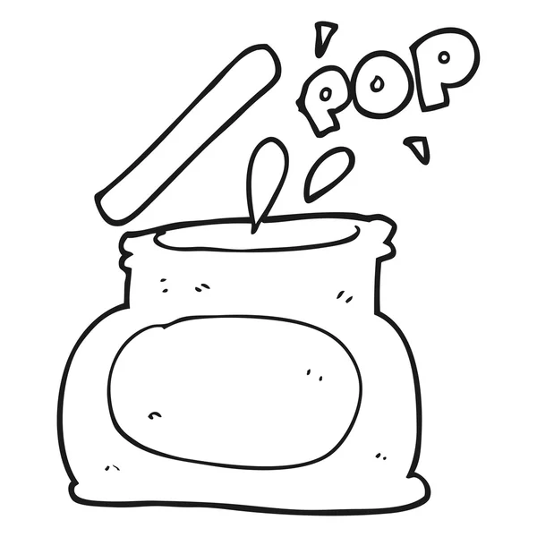 Black and white cartoon popping jar — Stock Vector