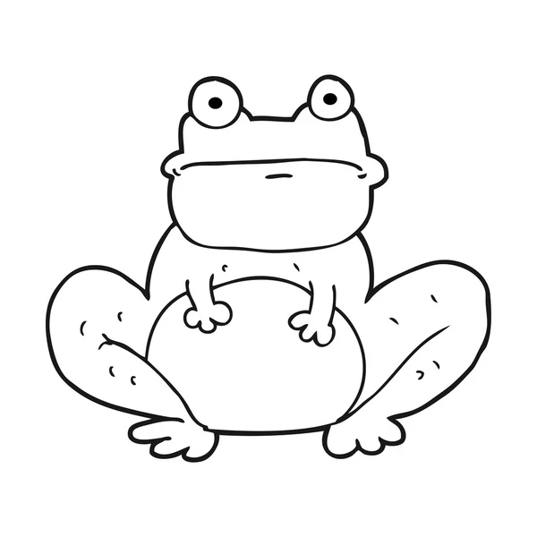 Black and white cartoon frog — Stock Vector