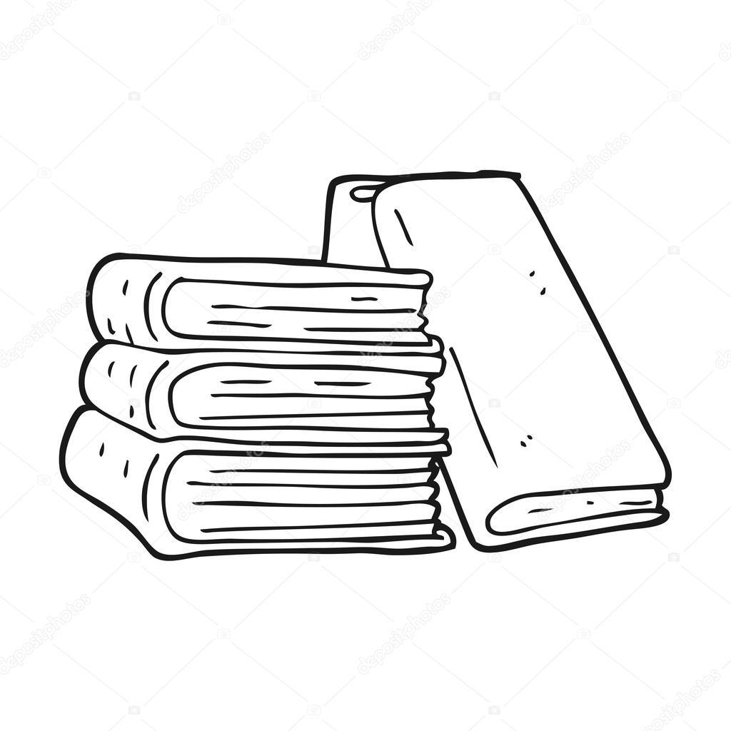 Zwart Wit Cartoon Stapel Boeken Stockvector Lineartestpilot