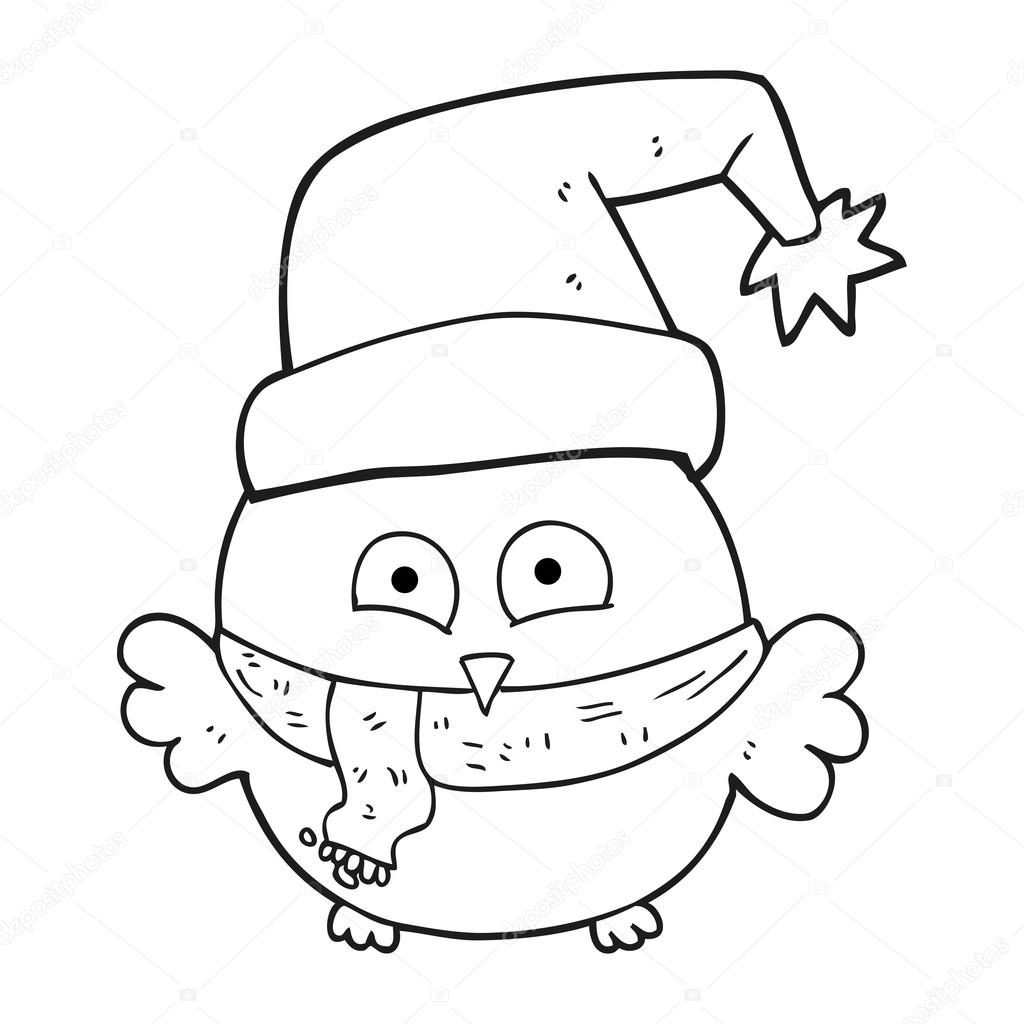 黑色和白色卡通可爱圣诞猫头鹰图库矢量图©lineartestpilot 101463126, image size:1024x1024