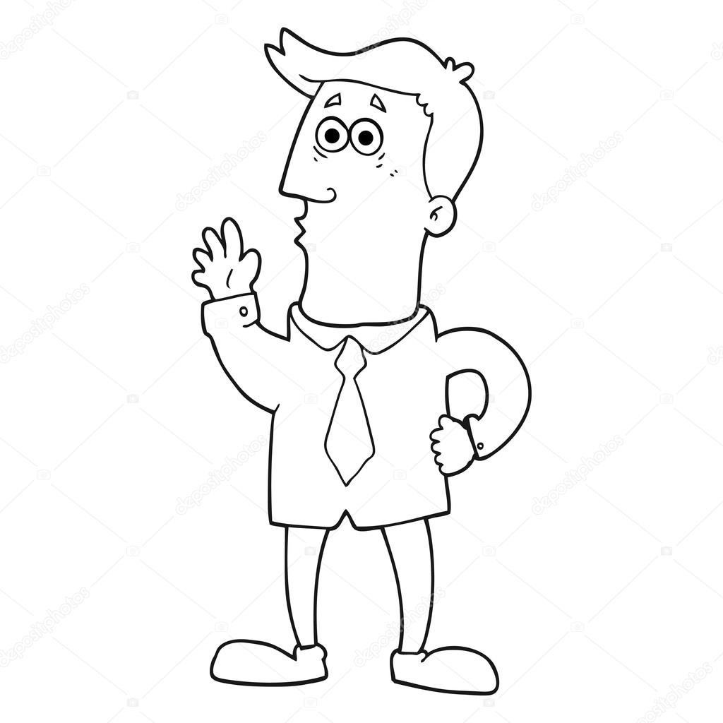 Dessiné   main levée d affaires caricature noir et blanc — Vecteur par lineartestpilot