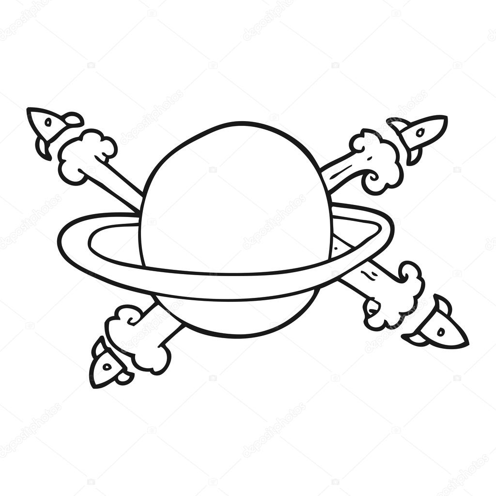 Cohetes De Dibujos Animados En Blanco Y Negro Dejando Un Planeta Vector Grafico Vectorial C Lineartestpilot Imagen 101464850