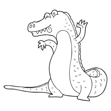 siyah beyaz çizgi film timsah