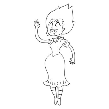 siyah beyaz çizgi film vampir kız