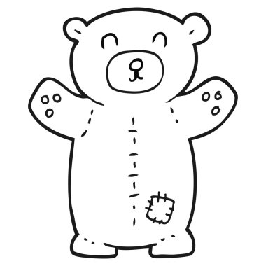 siyah beyaz çizgi film oyuncak ayı