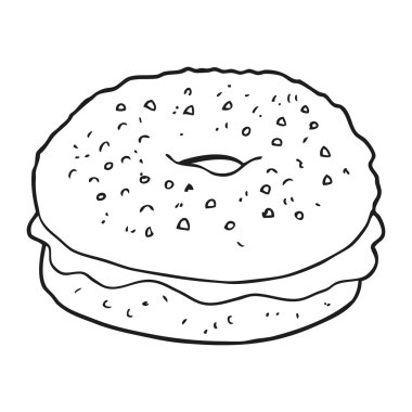 siyah beyaz çizgi film simit