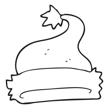 siyah beyaz çizgi film Noel şapka