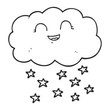 siyah beyaz çizgi film bulut kar yağışı