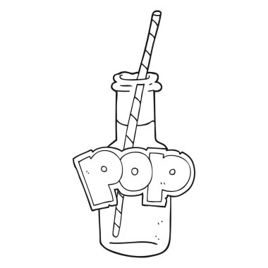 siyah beyaz çizgi film gazlı içecek şişe