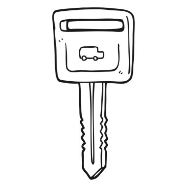 siyah beyaz çizgi film araba anahtarı