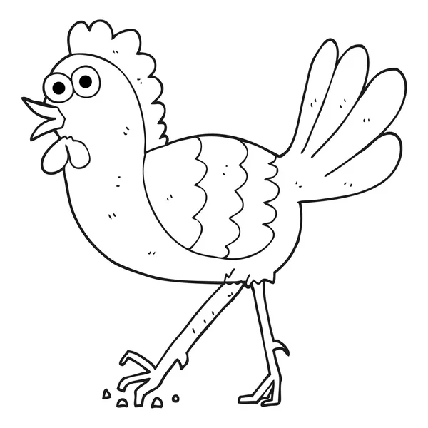 Black and white cartoon chicken — Stock Vector