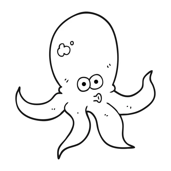 Zwart-wit cartoon octopus — Stockvector