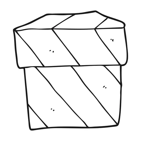 Caja de regalo de dibujos animados en blanco y negro — Vector de stock