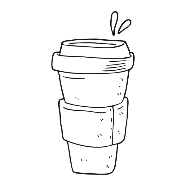 Preto e branco desenho animado xícara de café — Vetor de Stock