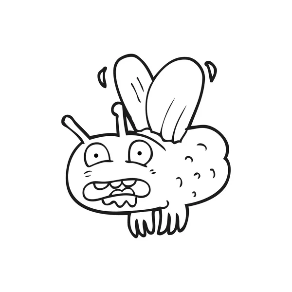 Mosca de dibujos animados en blanco y negro — Vector de stock