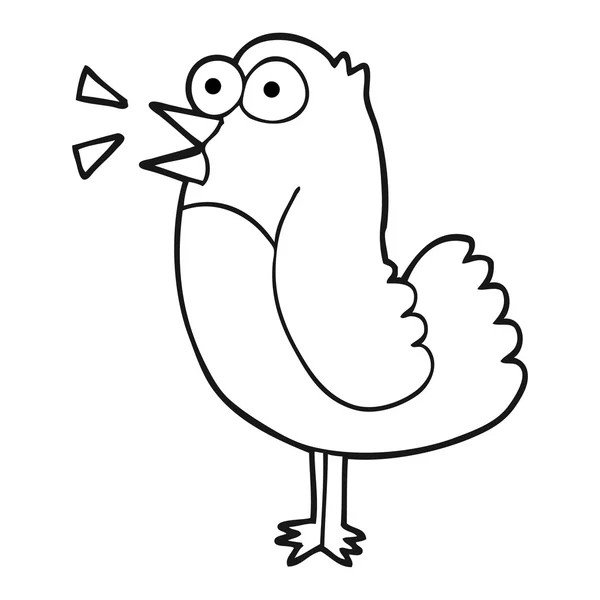 Zwart-wit cartoon vogel — Stockvector