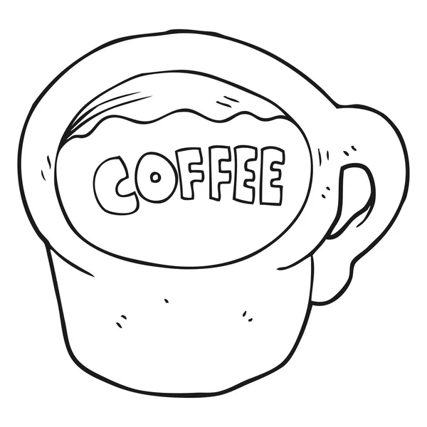 Zwart-wit cartoon koffie mok — Stockvector