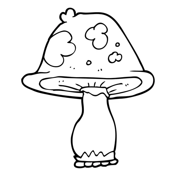 Champignon dessin animé noir et blanc — Image vectorielle