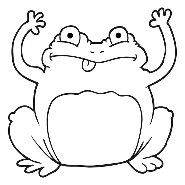 Black and white cartoon funny frog — стоковый вектор