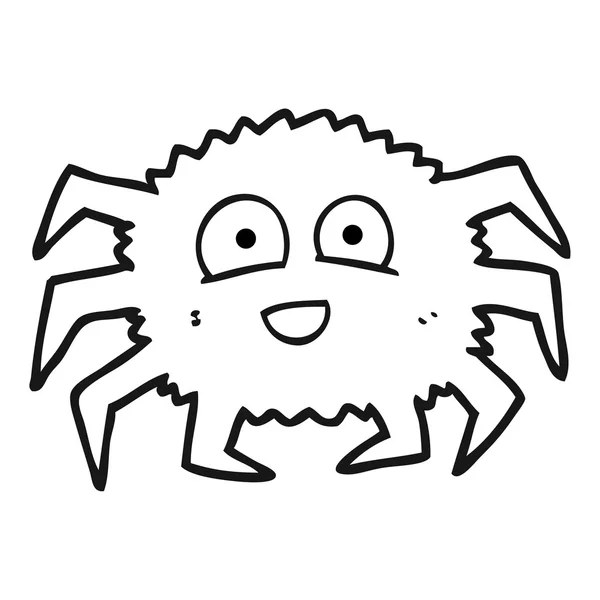 Araña de dibujos animados en blanco y negro — Vector de stock