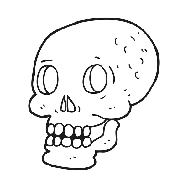 Noir et blanc dessin animé halloween crâne — Image vectorielle