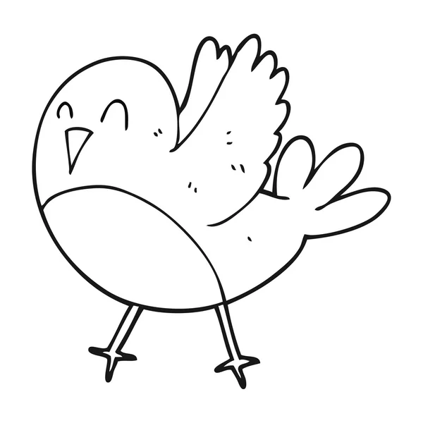 Zwart-wit cartoon vogel — Stockvector