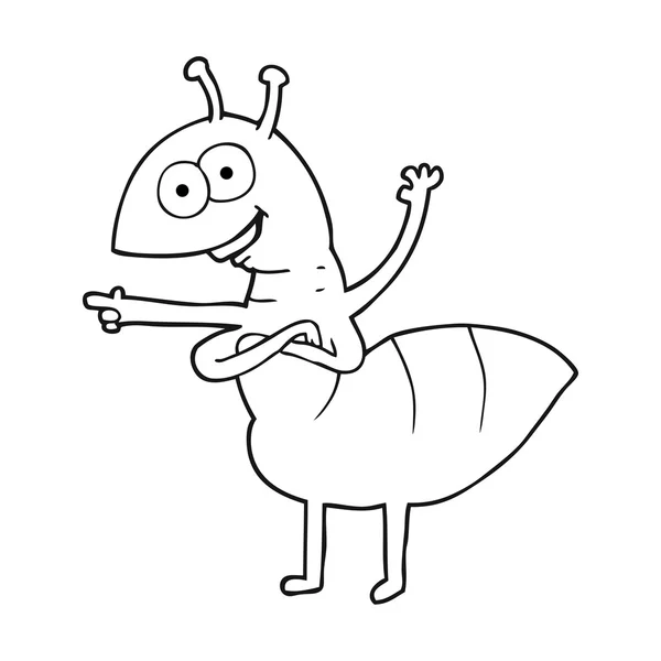 Schwarz-weiße Cartoon-Ameise — Stockvektor