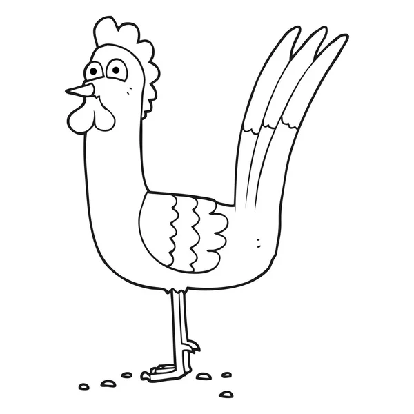 Μαύρο και άσπρο γελοιογραφία κοτόπουλο — Διανυσματικό Αρχείο