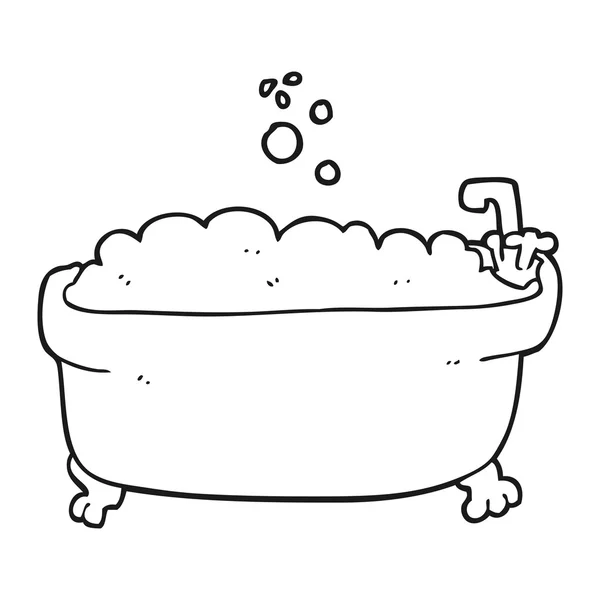 Black and white cartoon bathtub — Stock Vector