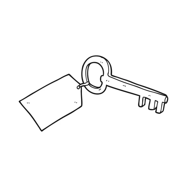 Schwarz-weißer Cartoon-Schlüssel mit Anhänger — Stockvektor