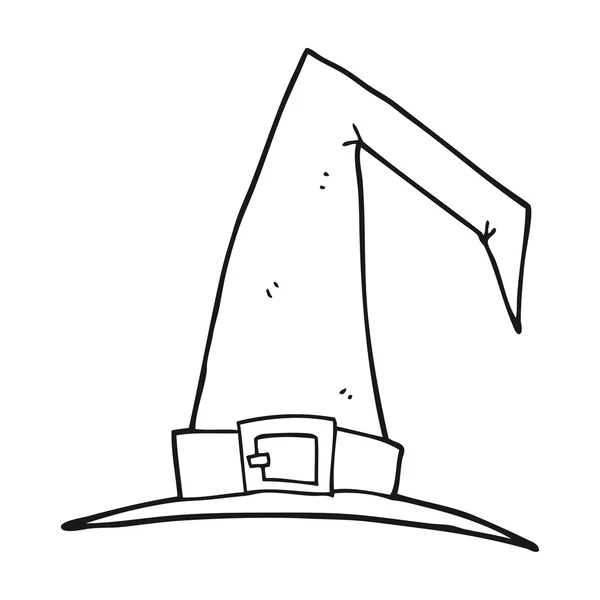 Chapéu de bruxa de desenhos animados preto e branco — Vetor de Stock