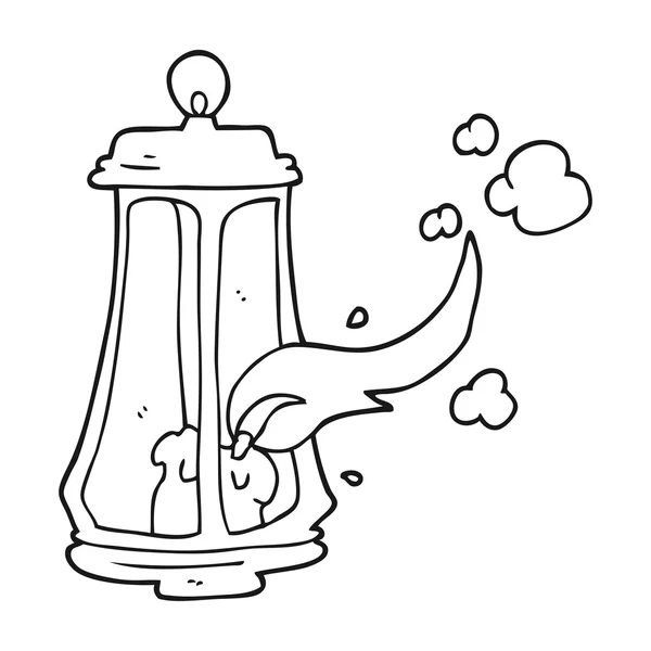 Lanterne fantôme dessin animé noir et blanc — Image vectorielle