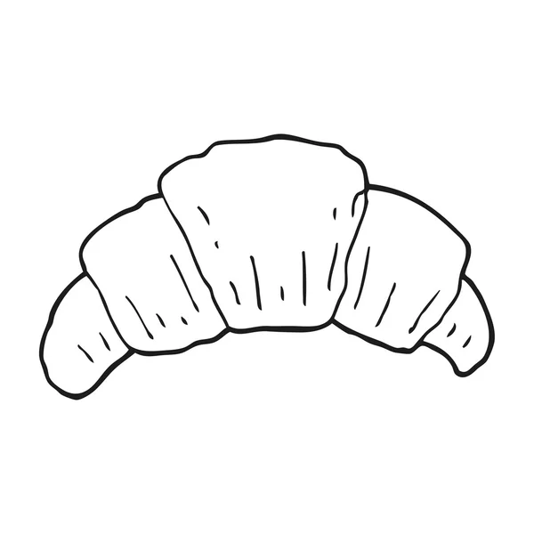 Schwarz-weißes Cartoon-Croissant — Stockvektor