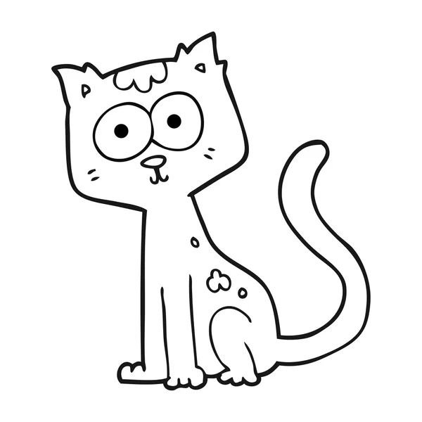 Preto e branco desenho animado gato — Vetor de Stock