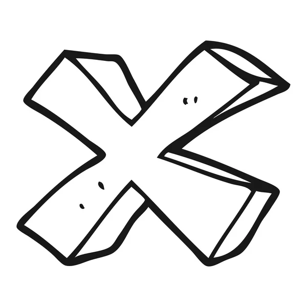 Schwarz-weißer Cartoon Negativ x Symbol — Stockvektor