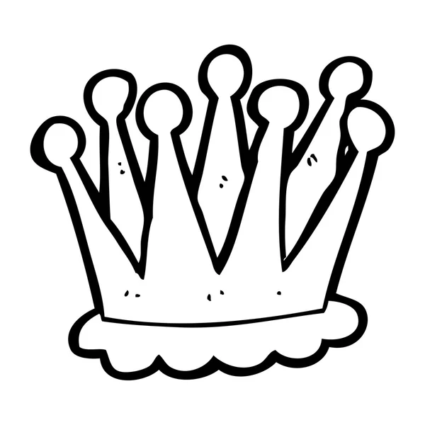 Corona de dibujos animados en blanco y negro — Vector de stock