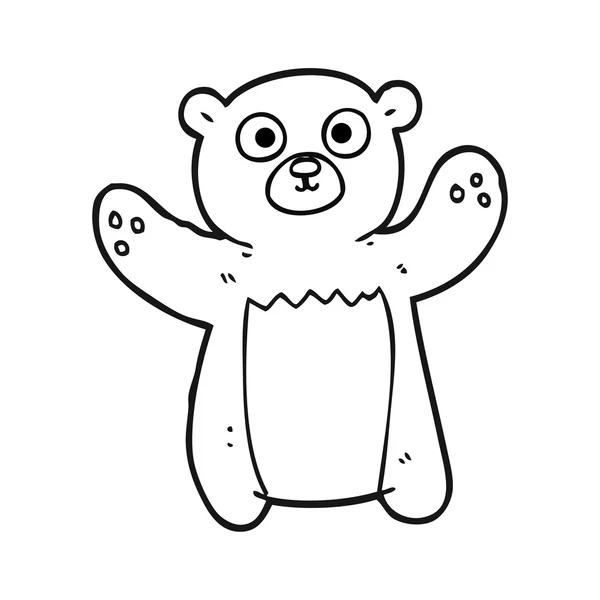 Oso de peluche de dibujos animados blanco y negro — Archivo Imágenes Vectoriales